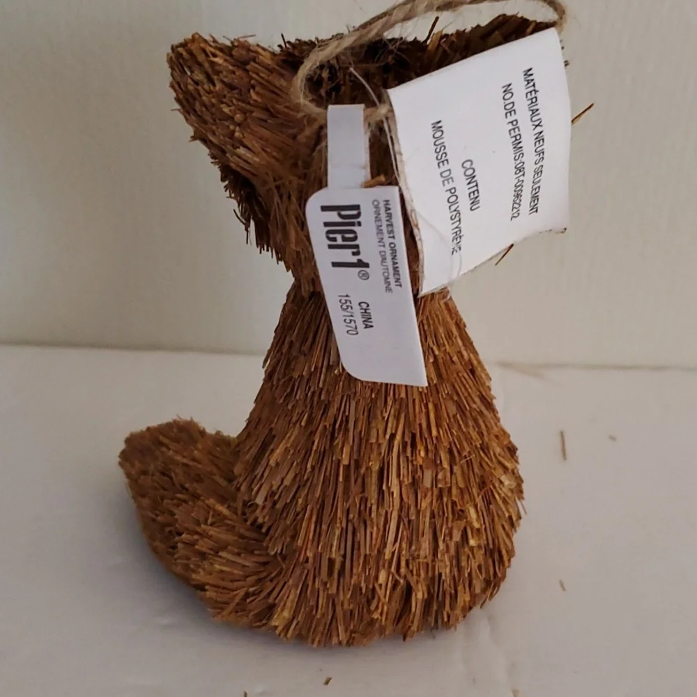 Vintage Pier 1 Fall Animal Sitting Baby Straw Fox